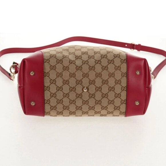 GUCCI GG Canvas Heart bit Tote Bag 2way Beige Red Auth ki5996V - Picture 7 of 16